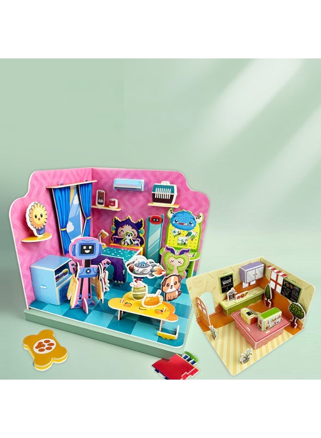 Capstro 3D DIY Paper House Puzzle – Creative Build-It-Yourself Room Puzzle for Kids | Hands-On Construction Play & Screen-Free Learning Activity – Bedroom Scene - Image 4